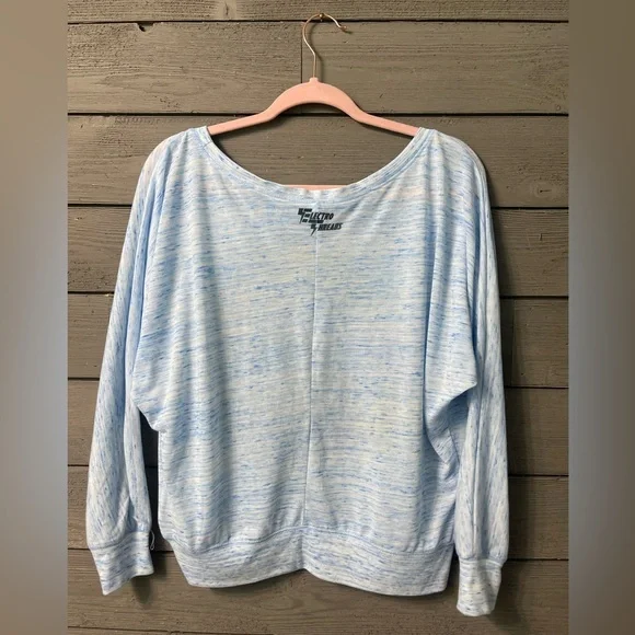 Electro Threads Blue Burn Ying Yang Watercolor Wide Sleeve Top Large - Picture 5 of 11